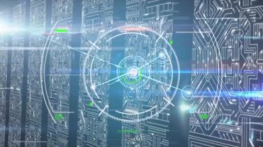 Şekiller üzerinde veri işleme animasyonu. küresel teknoloji, bağlantılar ve dijital arayüz konsepti dijital olarak oluşturulmuş video.