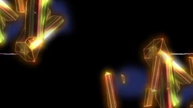 Neon elmasların canlandırılması ve siyah arka planda patlama. desen, renk ve hareket konsepti dijital olarak oluşturulmuş video.