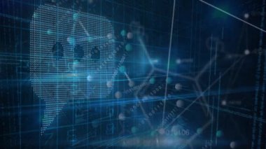 Donanma geçmişinde DNA ve çeşitli verilerin animasyonu. Bilim, insan biyolojisi, teknoloji ve dijital arayüz konsepti dijital olarak oluşturulmuş video.