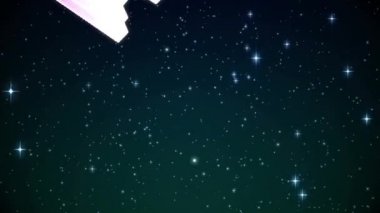 Parlayan yıldızlar ve ışık lekeleri üzerinde pembe harflerle Vay be metninin animasyonu. Video oyunu ve iletişim konsepti dijital olarak oluşturuldu.
