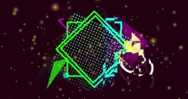 Siyah arkaplandaki noktalar üzerinden devasa satış metinlerinin animasyonu. Retro gelecek ve dijital arayüz konsepti dijital olarak oluşturulmuş video.