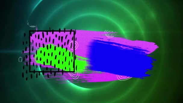 Анімація Синьо Рожевих Плям Зеленому Просторі Колами Концепція Візерунка Кольору — стокове відео