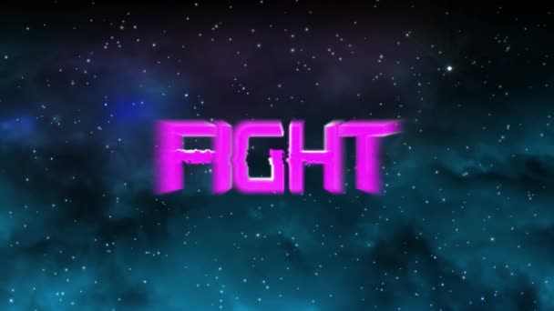 Animation Fight Text Pink Metallic Letters Spots Light Video Game — Stock Video