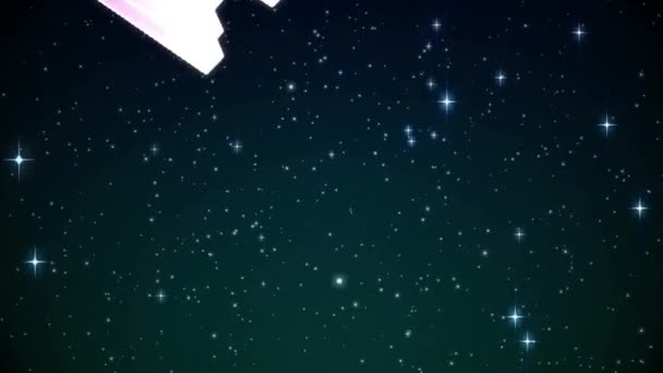 Parlayan Yıldızlar Işık Lekeleri Üzerinde Pembe Harflerle Vay Metninin Animasyonu — Stok video