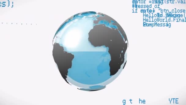 Animation Traitement Des Données Sur Globe Sur Fond Blanc Concept — Video