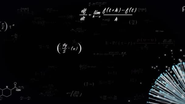 Animazione Equazioni Matematiche Macchie Sfondo Nero Educazione Interfaccia Digitale Concetto — Video Stock