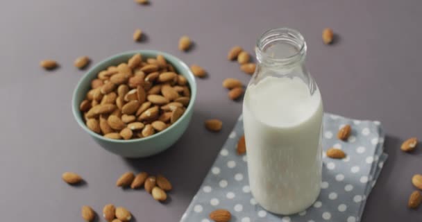 Animation Yummy Text Milk Nuts World Milk Day Celebration Concept — ストック動画