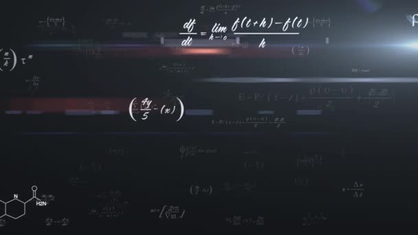 Анимация Математических Уравнений Форм Черном Фоне Образование Цифрового Интерфейса Концепции — стоковое видео