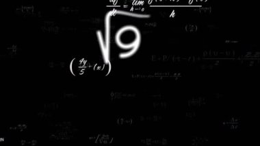 Matematiksel denklemlerin siyah arkaplan üzerindeki animasyonu. eğitim ve dijital arayüz kavramı dijital olarak oluşturulmuş video.