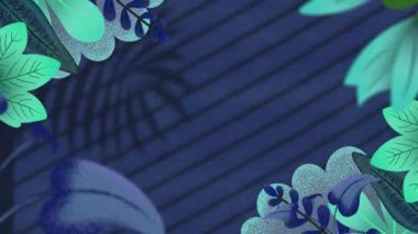 Bitkilerin gölgeleri üzerinde çiçek ikonlarının canlandırılması. soyut arkaplan ve dijital arayüz kavramı dijital olarak oluşturulmuş video.