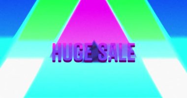 Gölgeler üzerindeki büyük satış metinlerinin animasyonu. Retro gelecek ve dijital arayüz konsepti dijital olarak oluşturulmuş video.