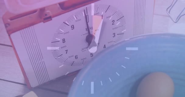 Animación Del Reloj Sobre Temporizador Huevos Concepto Interfaz Digital Empresarial — Vídeos de Stock