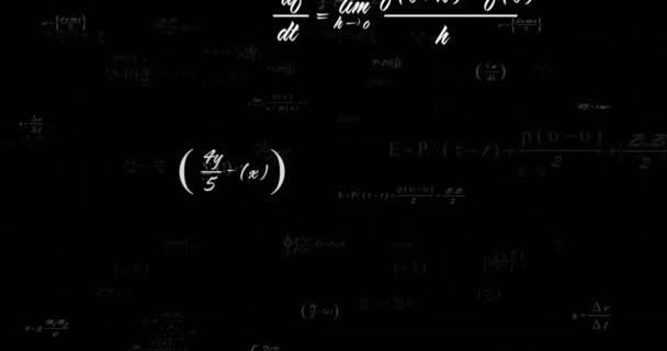 Animación Ecuaciones Matemáticas Texto Matemáticas Sobre Fondo Negro Concepto Educación — Vídeos de Stock