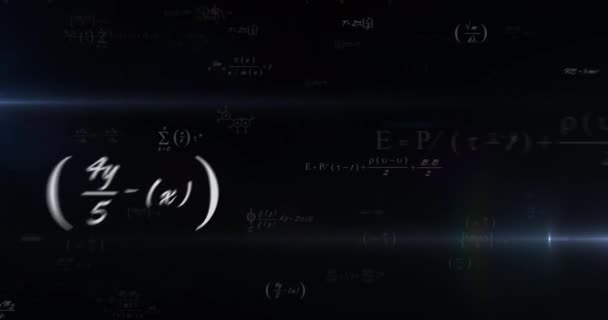 Matematiksel Denklemlerin Animasyonu Siyah Arkaplanda Işık Noktaları Eğitim Dijital Arayüz — Stok video
