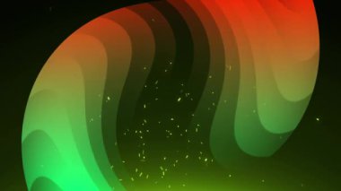 Siyah arkaplandaki turuncu ve yeşil dalgaların canlandırması. gölge, desen ve renk konsepti dijital olarak oluşturulmuş video.