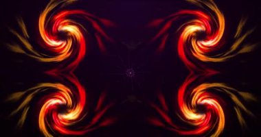 Sarmal alevlerin ve siyah arkaplanda pembe şekillerin animasyonu. gölge, desen ve renk konsepti dijital olarak oluşturulmuş video.