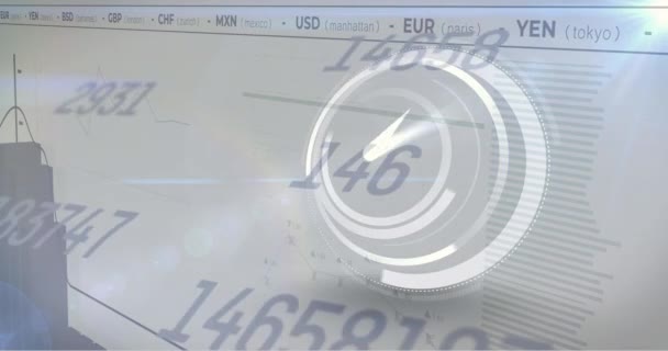 Animación Del Procesamiento Datos Sobre Reloj Fondo Blanco Concepto Interfaz — Vídeos de Stock