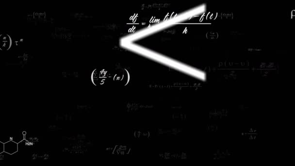 Animación Ecuaciones Matemáticas Sobre Fondo Negro Concepto Educación Interfaz Digital — Vídeos de Stock