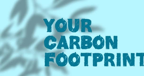 Animação Seu Texto Pegada Carbono Sobre Sombra Plantas Fundo Verde — Vídeo de Stock