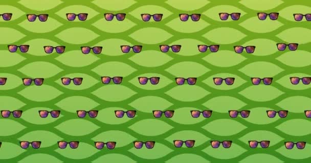 Animation Einer Brille Auf Grünem Welligem Hintergrund Vision Brille Und — Stockvideo