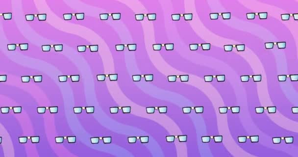 Pembe Arka Planda Gözlük Simgelerinin Canlandırılması Sosyal Medya Iletişim Arayüzü — Stok video