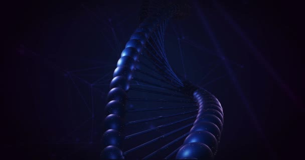 Animation Macro Blue Dna Strand Spinning Science Research Concept Digitally — ストック動画