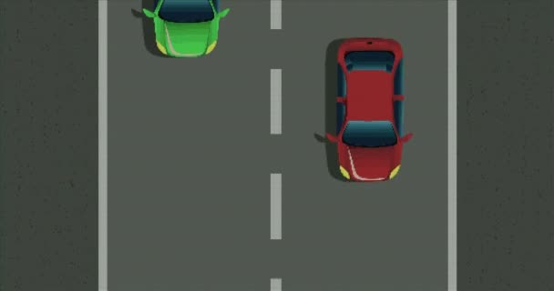 动画视频游戏屏幕与赛车在移动的街道上 电子游戏 赛车及数码界面概念数码产生的影片 — 图库视频影像