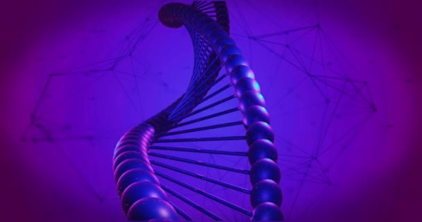 Animation Macro Purple Dna Strand Spinning Science Research Concept Digitally — Stock Video