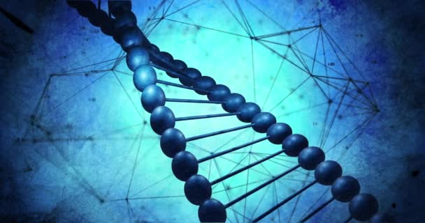 Animation Macro Blue Dna Strand Spinning Science Research Concept Digitally — Stock Video