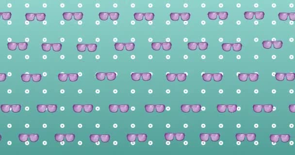 Animación Vasos Sobre Fondo Punteado Menta Visión Gafas Gafas Sol — Vídeos de Stock