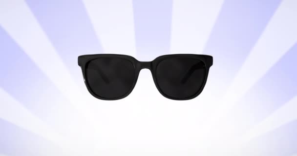 Animation Glasses Violet Striped Background Sight Glasses Sunglasses Day Concept — Stock Video