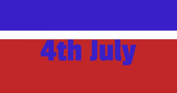 アメリカ国旗の色に関する7月4日のテキストのアニメーション 愛国心とお祝いのコンセプトをデジタルで — ストック動画