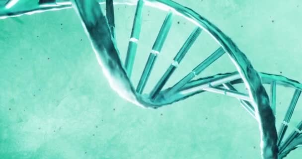 Animatie Van Macro Van Groene Dna Streng Spinnen Wetenschappelijk Onderzoeksconcept — Stockvideo