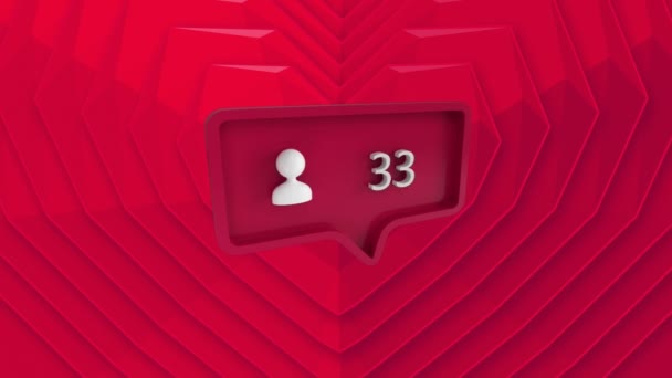 Κινούμενα Σχέδια Καρδιών Και Αντιδράσεις Στα Μέσα Κοινωνικής Δικτύωσης Κόκκινο — Αρχείο Βίντεο