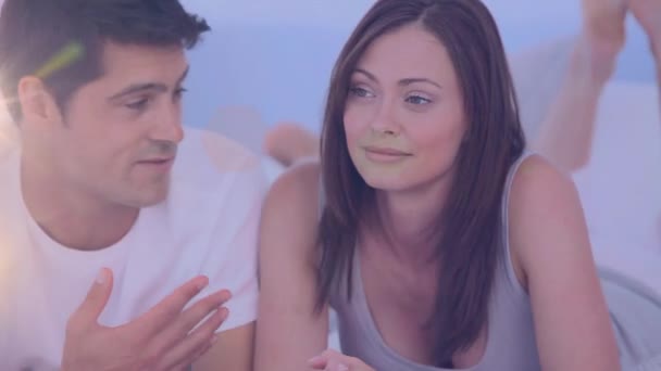 Animation Light Happy Caucasian Couple Kissing Love Romantic Relationship Valentines — Stok video