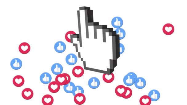 Animace Srdcí Jako Přejeďte Přes Bílé Pozadí Sociální Média Koncepce — Stock video