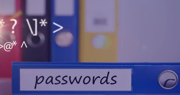 Animasi Rumus Matematika Mengambang Atas Binder Dengan Password Data Bekerja — Stok Video
