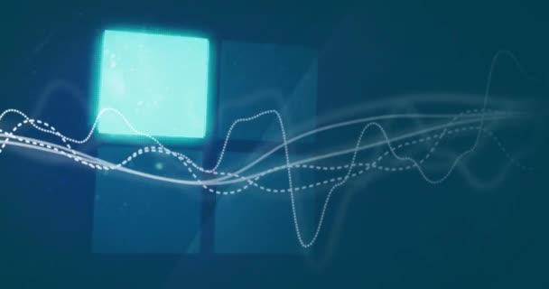 Mavi Arkaplanda Işık Grafiklerin Animasyonu Küresel Veri Işleme Teknoloji Konsepti — Stok video