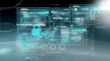 Dijital ekranlardaki çeşitli veriler üzerinde dijital asma kilit animasyonu. veri güvenliği, ağ ve teknoloji konsepti dijital olarak oluşturulmuş video.