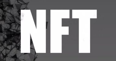 Bağlantılar ve gri arkaplan üzerinde nft animasyonu. dijital kaynaklar ve teknoloji konsepti dijital olarak oluşturulmuş video.