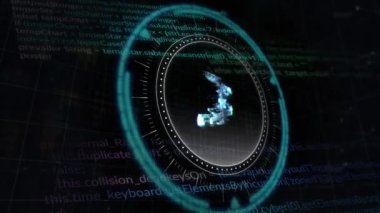 Siyah arkaplan üzerinde veri işleme ve nft metin animasyonu. küresel iş, finans, bağlantılar ve dijital arayüz konsepti dijital olarak oluşturulmuş video.