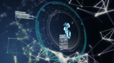 Veri işleme üzerinden 5G metin animasyonu. küresel iş, finans, bağlantılar ve dijital arayüz konsepti dijital olarak oluşturulmuş video.