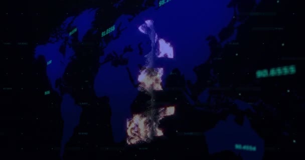 世界地図上のポンド記号のアニメーション グローバルビジネス デジタルインターフェースの概念デジタルで生成されたビデオ — ストック動画