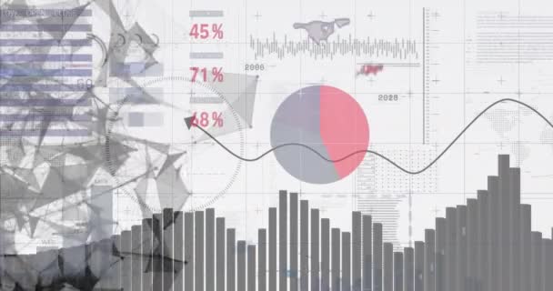 Animação Processamento Dados Sobre Fundo Branco Negócio Global Finanças Conexões — Vídeo de Stock