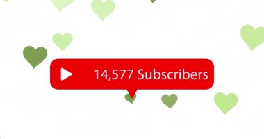 Beyaz arka planda medya simgesi ve kalp simgelerinin canlandırılması. Sosyal medya konsepti dijital olarak oluşturulmuş video.