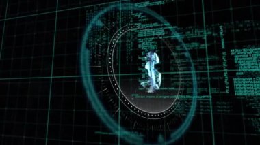 Veri işleme üzerinden 5G metin animasyonu. küresel iş, finans, bağlantılar ve dijital arayüz konsepti dijital olarak oluşturulmuş video.