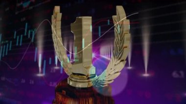 Veri işleme üzerinden bir numaranın animasyonu. küresel iş, finans, bağlantılar ve dijital arayüz konsepti dijital olarak oluşturulmuş video.