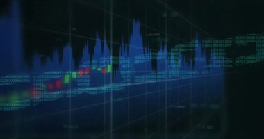 Zincir üzerinde veri işleme animasyonu. küresel iş, finans, bağlantılar ve dijital arayüz konsepti dijital olarak oluşturulmuş video.