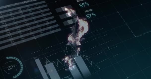Анимация Символа Рубля Над Обработкой Данных Глобальный Бизнес Финансы Связи — стоковое видео