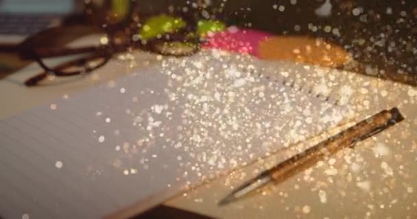 Animação Manchas Brancas Sobre Caderno Caneta Dia Nacional Escrita Conceito — Vídeo de Stock